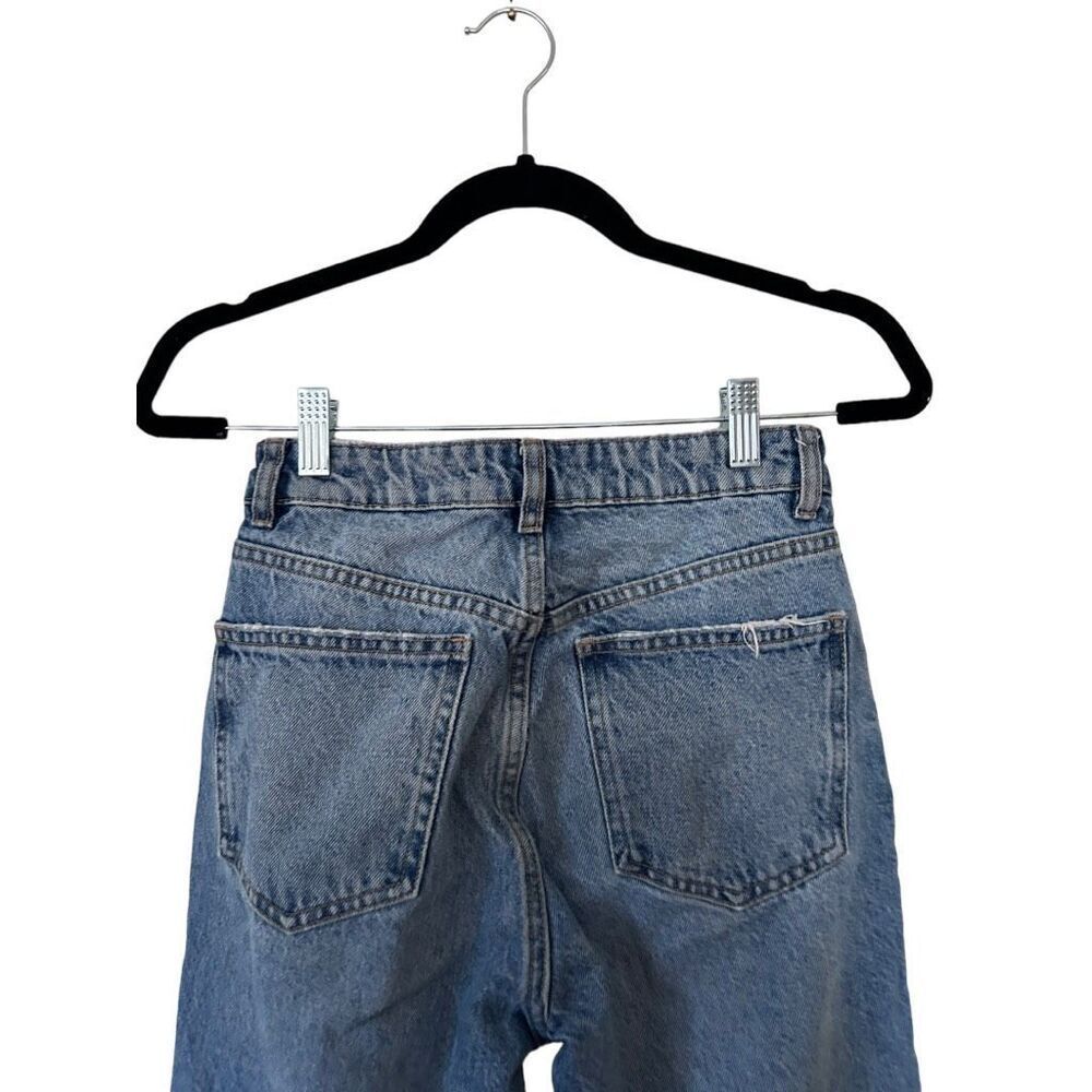 Zara 5 Pocket Design Distressed Ripped Denim Straight Jeans Blue Size 4 - Picture 7 of 11